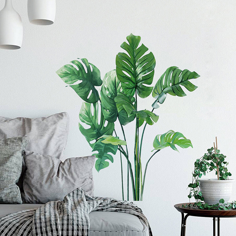 Tropical Leaves Plant Wall Sticker Decal for Home Non-toxic Odorless Removable Home Decor