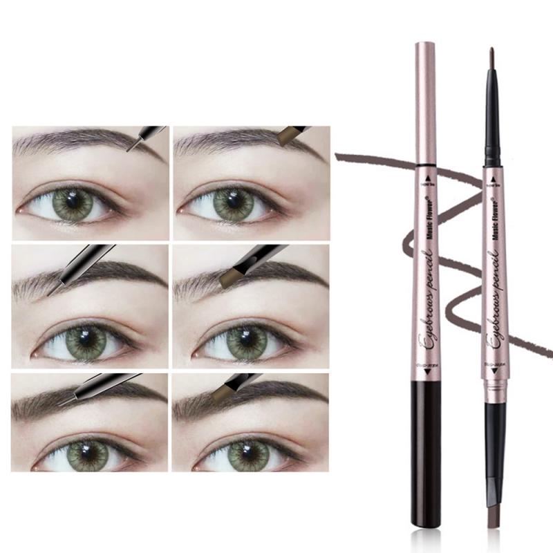 4Color Music Flower Eyebrow Pencil Double Ended Microblading Waterproof Lasting Fine Makeup