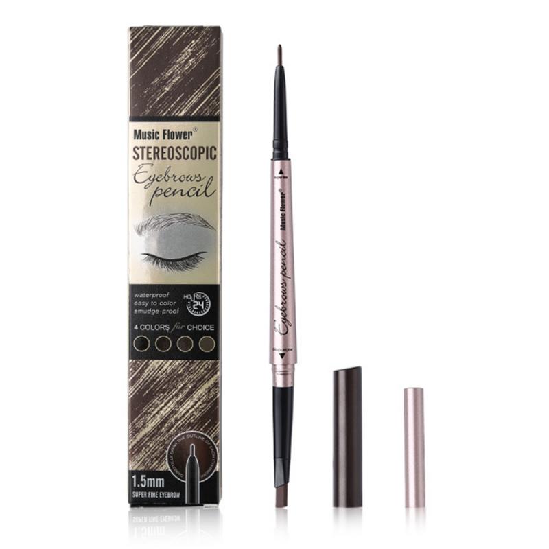 4Color Music Flower Eyebrow Pencil Double Ended Microblading Waterproof Lasting Fine Makeup