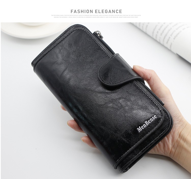 Wallets & Holders High Quality Hardware Zipper Buckle High Quality Silky Soft Mid-Length Triple Fold Vintage Women's Purse Durable