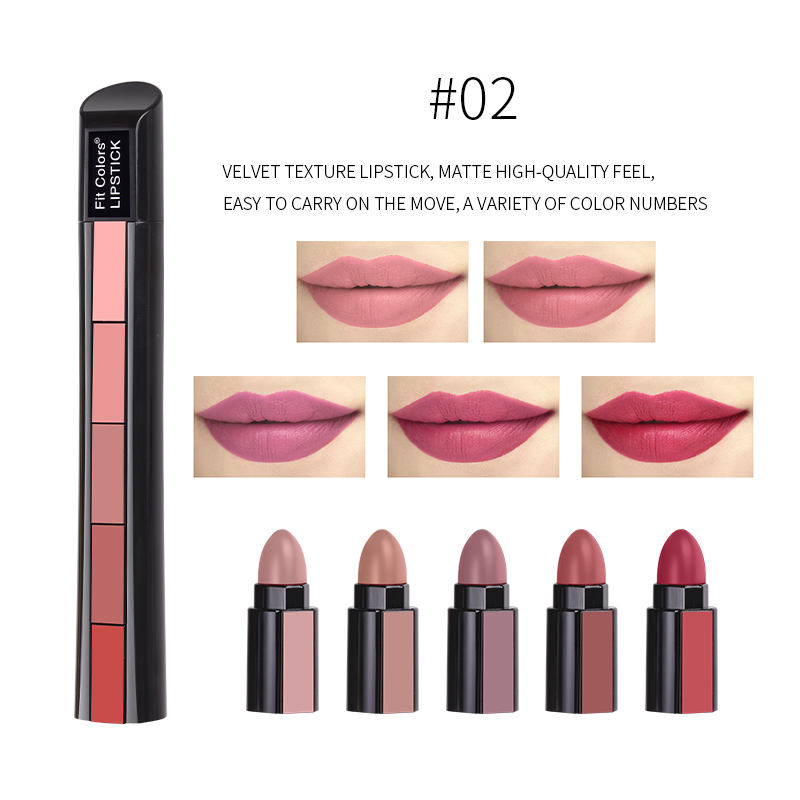 5 In 1 Matte Lipstick Kit Waterproof Nude Combination Lipgloss Long Lasting Velvet Red Show Complexion  Makeup
