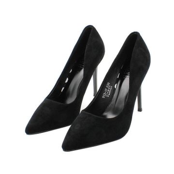 Fine joker Suede Etiquette Shoes Spring Heel 9cm Helels Black 39