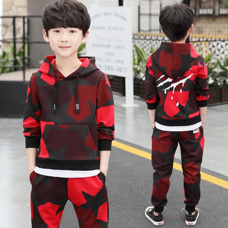 Teen Boys Clothes Set Kids Tracksuit Camouflage Cotton Hoodies Tops Sweatshirts, Cardigans & Hoodies