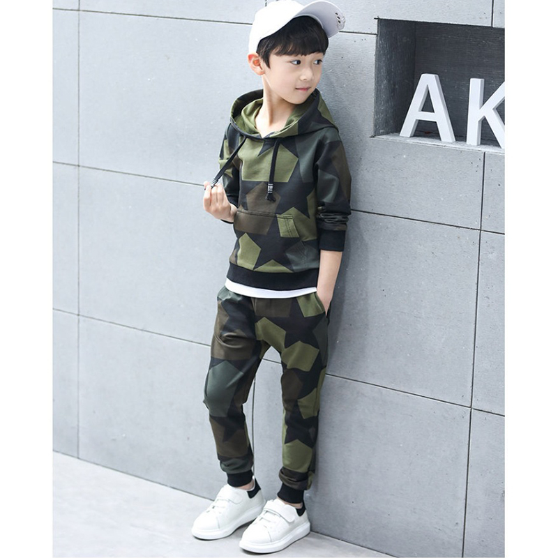 Teen Boys Clothes Set Kids Tracksuit Camouflage Cotton Hoodies Tops Sweatshirts, Cardigans & Hoodies