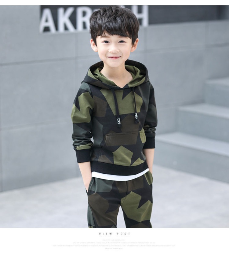 Teen Boys Clothes Set Kids Tracksuit Camouflage Cotton Hoodies Tops Sweatshirts, Cardigans & Hoodies