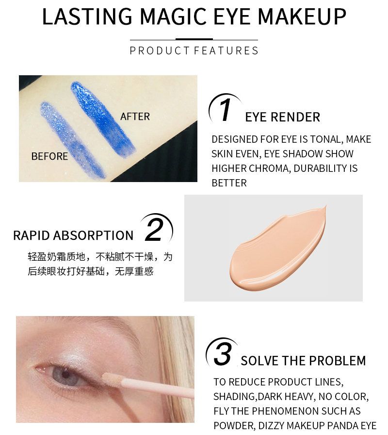 1PCS Natural Color Eye Primer Eye Base Cream Long Lasting Eyelid Primer Liquid Base Eyeshadow Base Primer Makeup