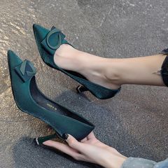 New Spring Dress High Heels Fairy Shoes With Skirt Ladies Elegant Fashion High Heels women classic green pointed toe slip on stiletto heel pumps lady fashion sweet autumn office hi Green 39