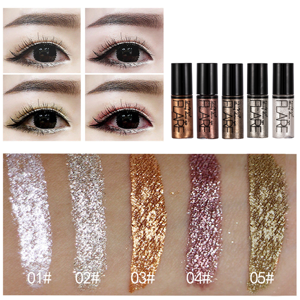 5 Color Metallic Shiny Eyeshadow Glitter Liquid Eyeliner Makeup Eye Liner Pen-Waterproof Makeup