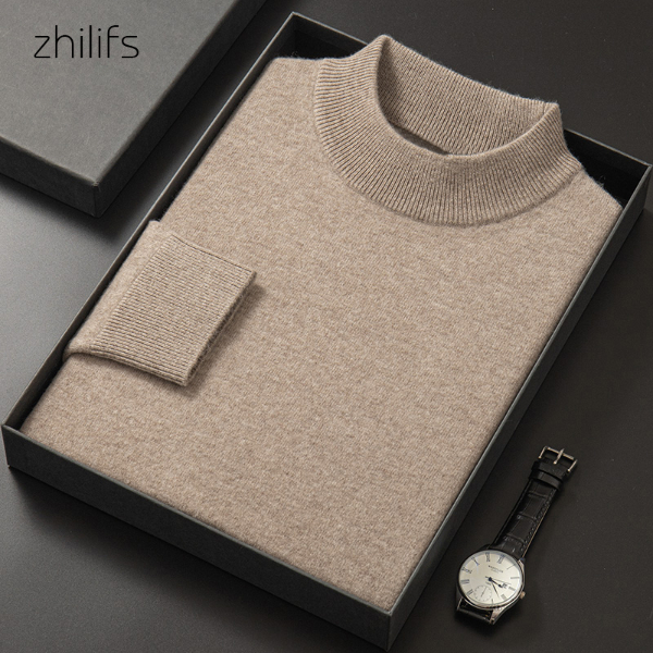 Men 100 Cashmere Sweater 2021 Men's Casual Winter Knit Warm Men Half Turtleneck Pullover Coat Sweatshirts, Cardigans & Hoodies