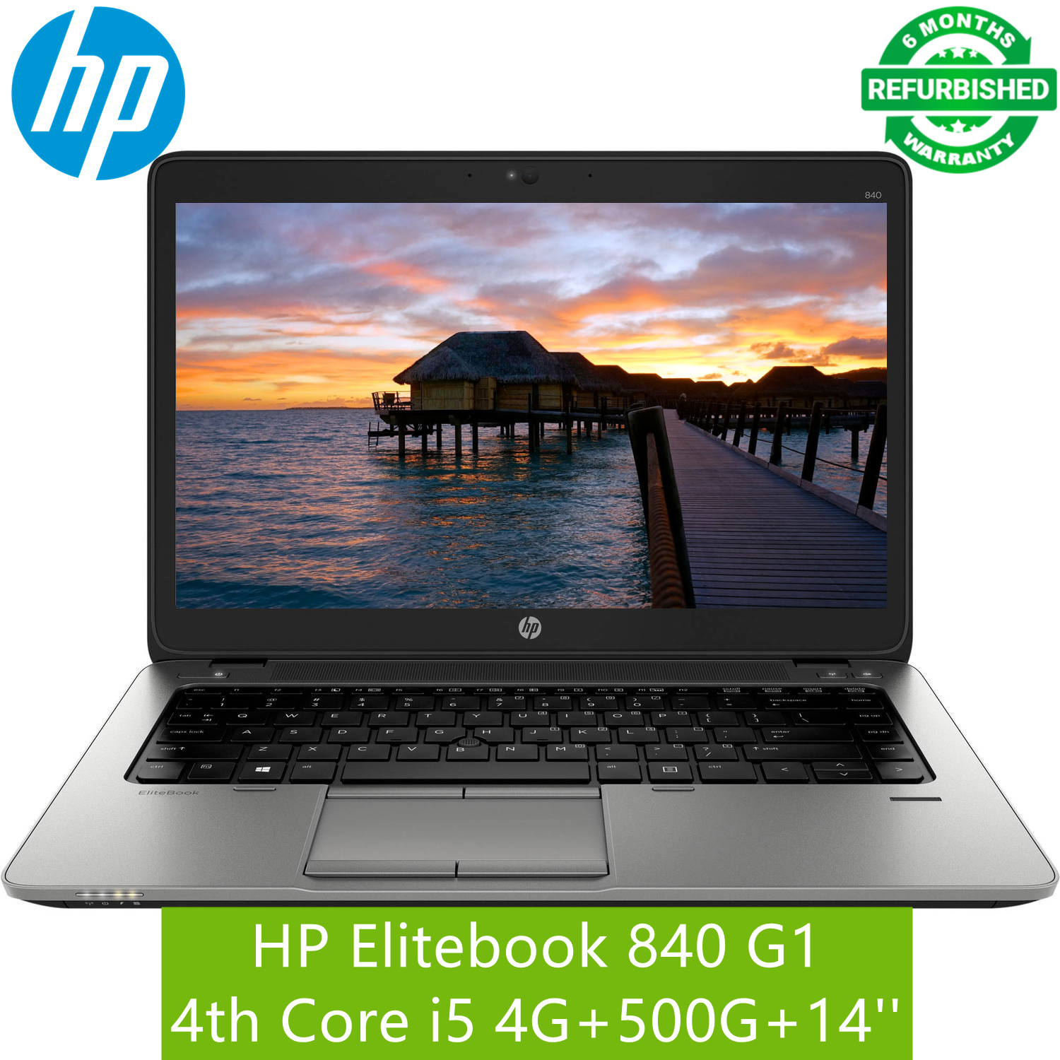 Refurbished HP Elitebook 840 G1 Laptop - Intel Core i5 4th Gen - 4GB RAM 500GB HDD ROM - 14'' Windows 10 Notebook