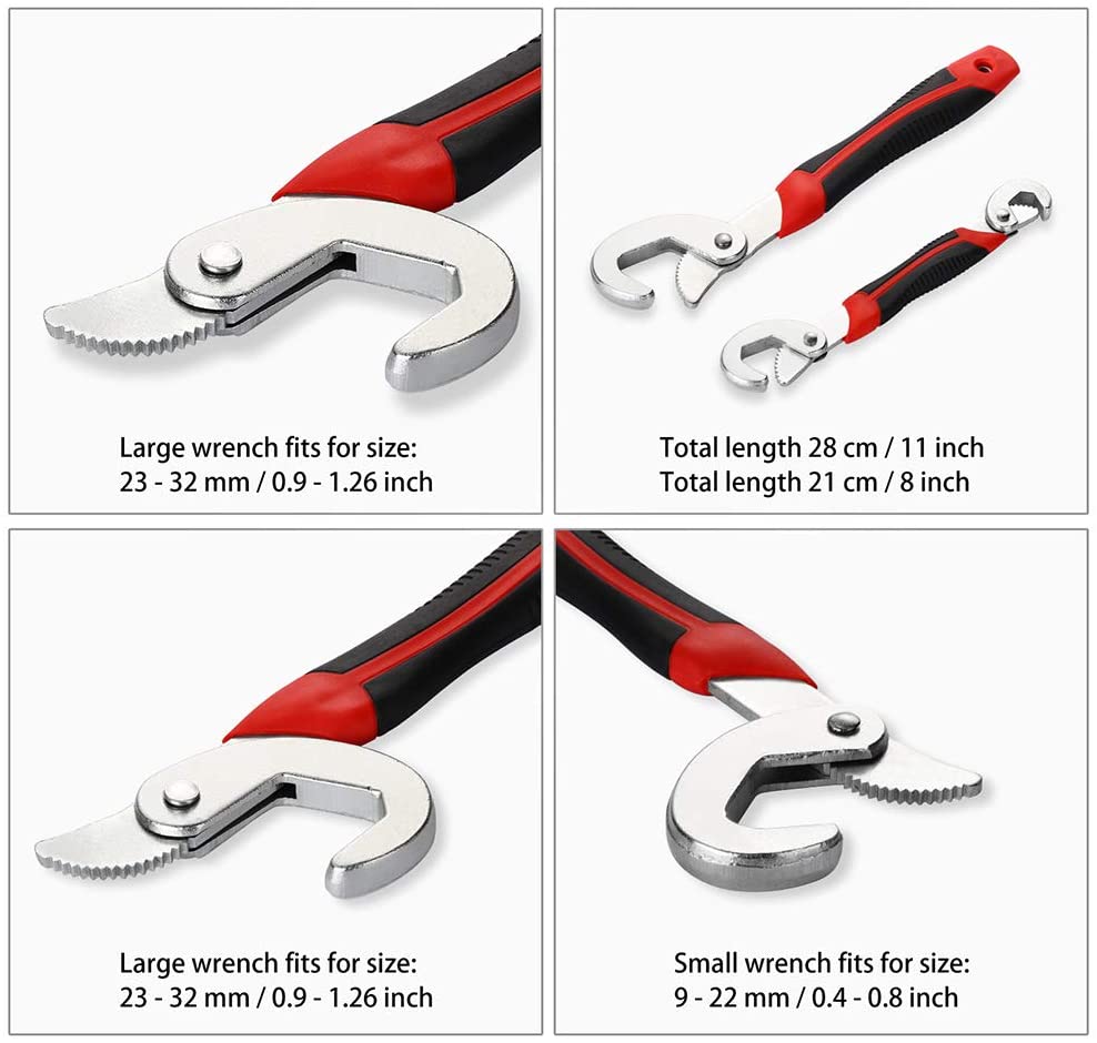 2PC Multi-function Universal Snap And Grip Wrench Spanner Set 9-32mm