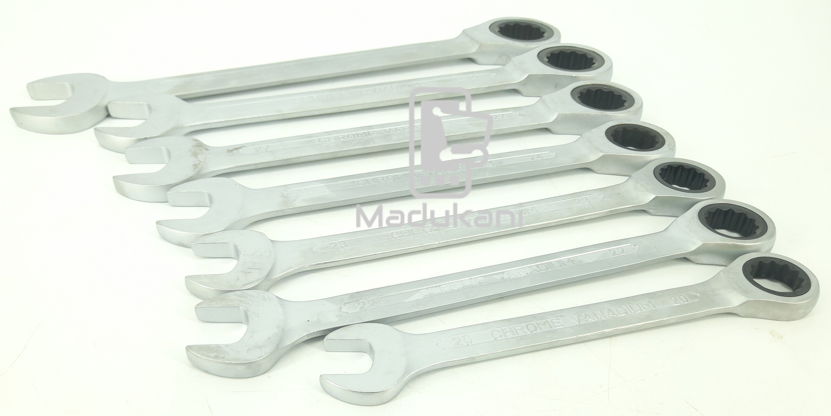 7PCS XXL Chrome Vanadium Ratchet Combination Spanner Wrench Set