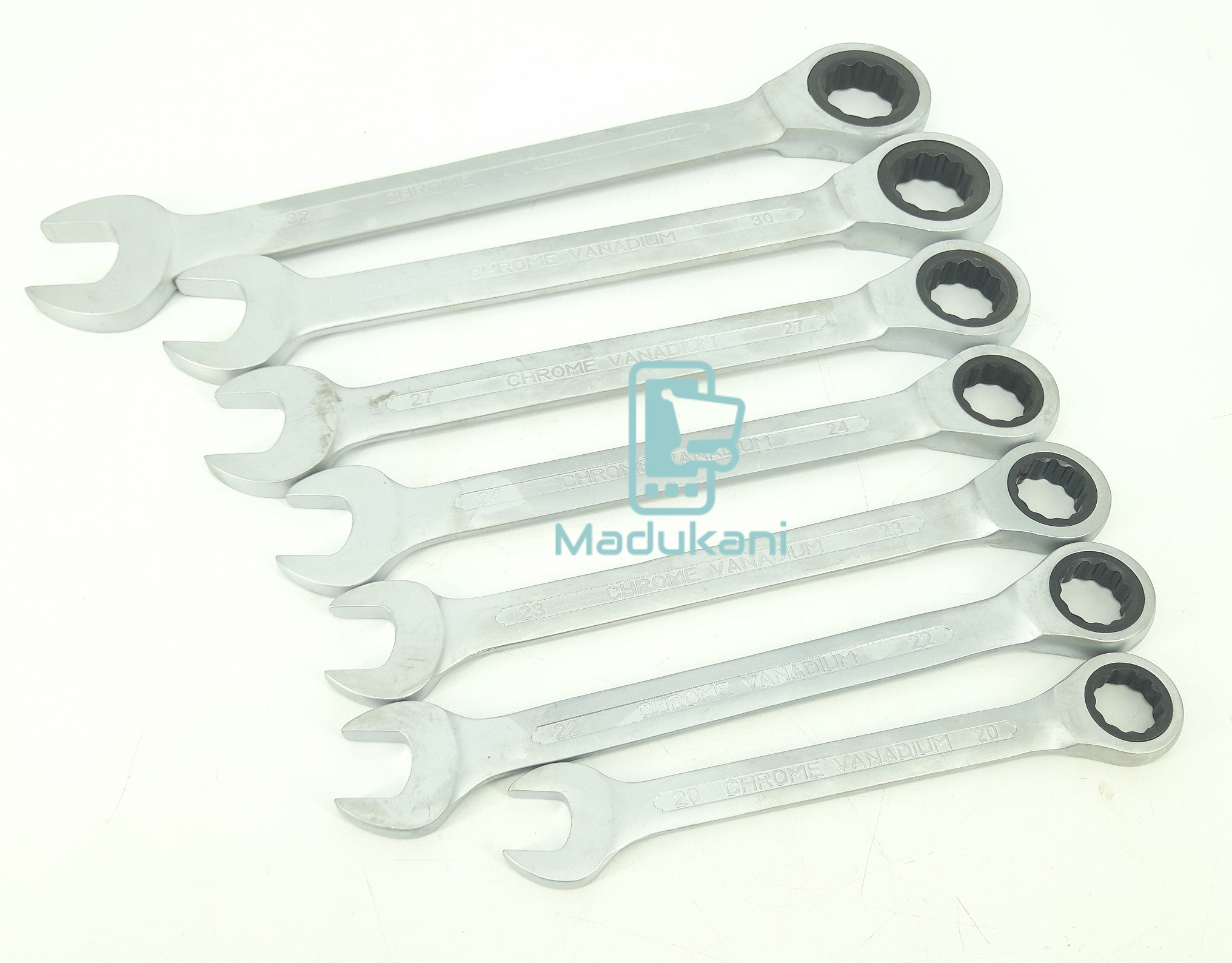 7PCS XXL Chrome Vanadium Ratchet Combination Spanner Wrench Set