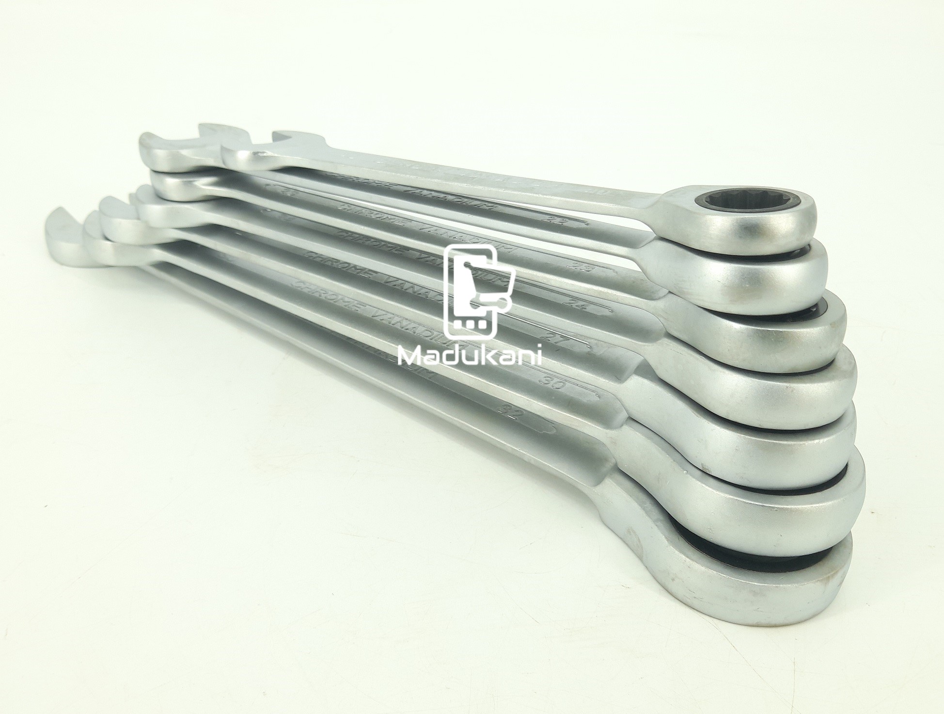 7PCS XXL Chrome Vanadium Ratchet Combination Spanner Wrench Set