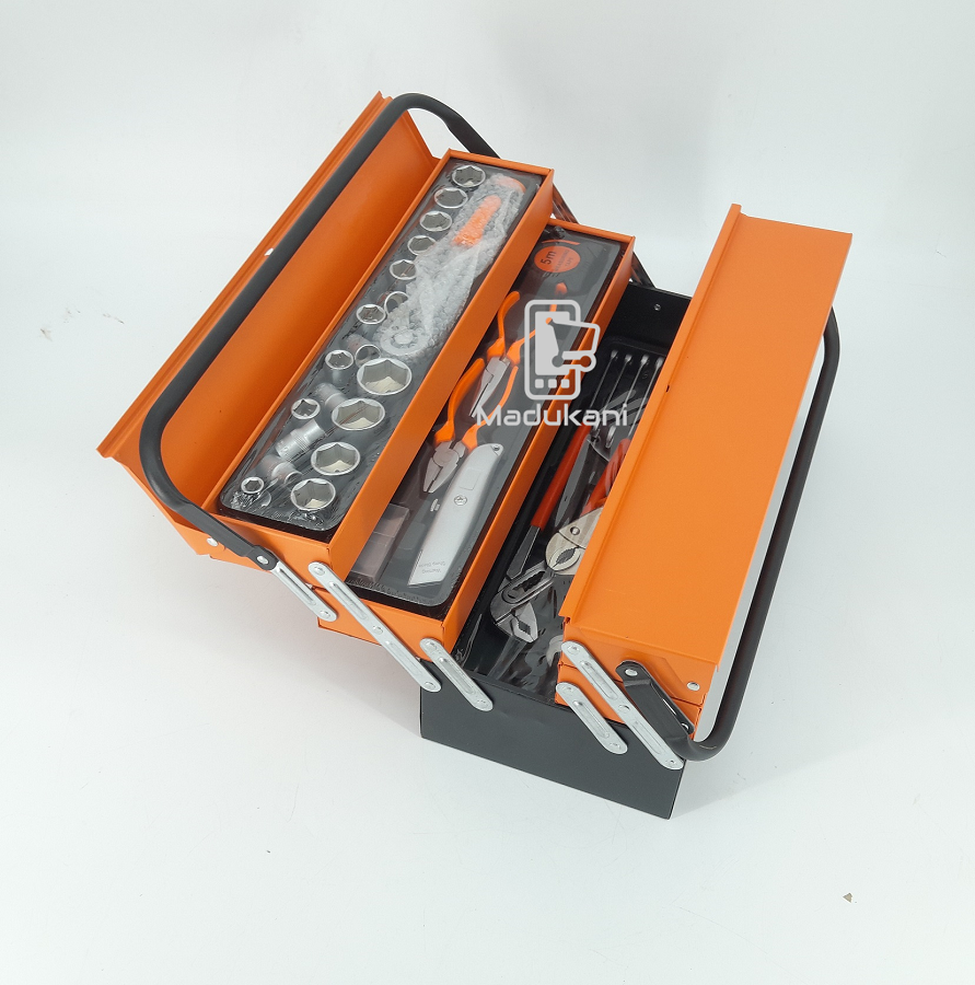 85PCS Complete Tool Set With Cantilever Metal Toolbox Tool Box