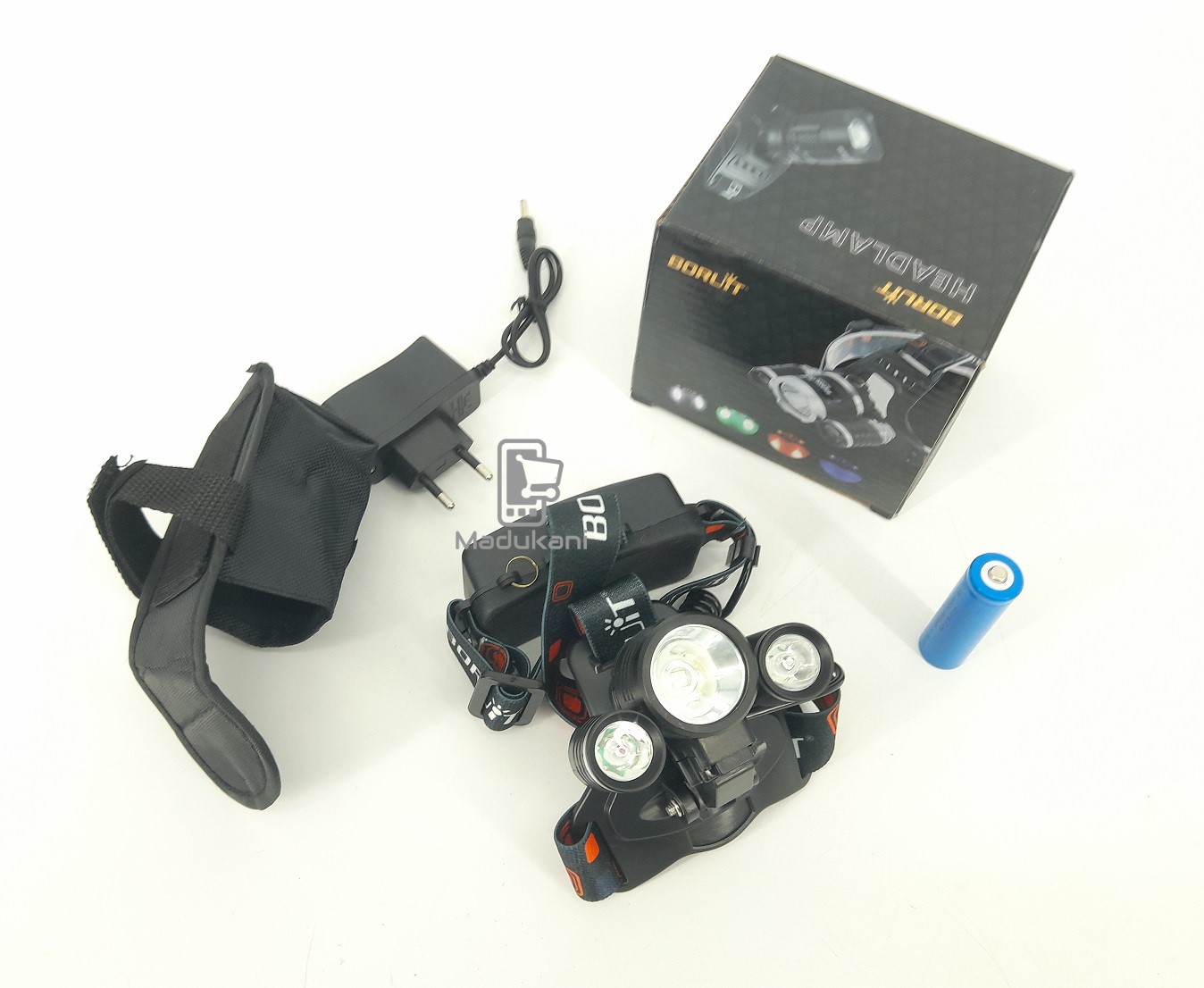 Rechargeable 3 LED Headlamp Head Torch with Bicycle Mount