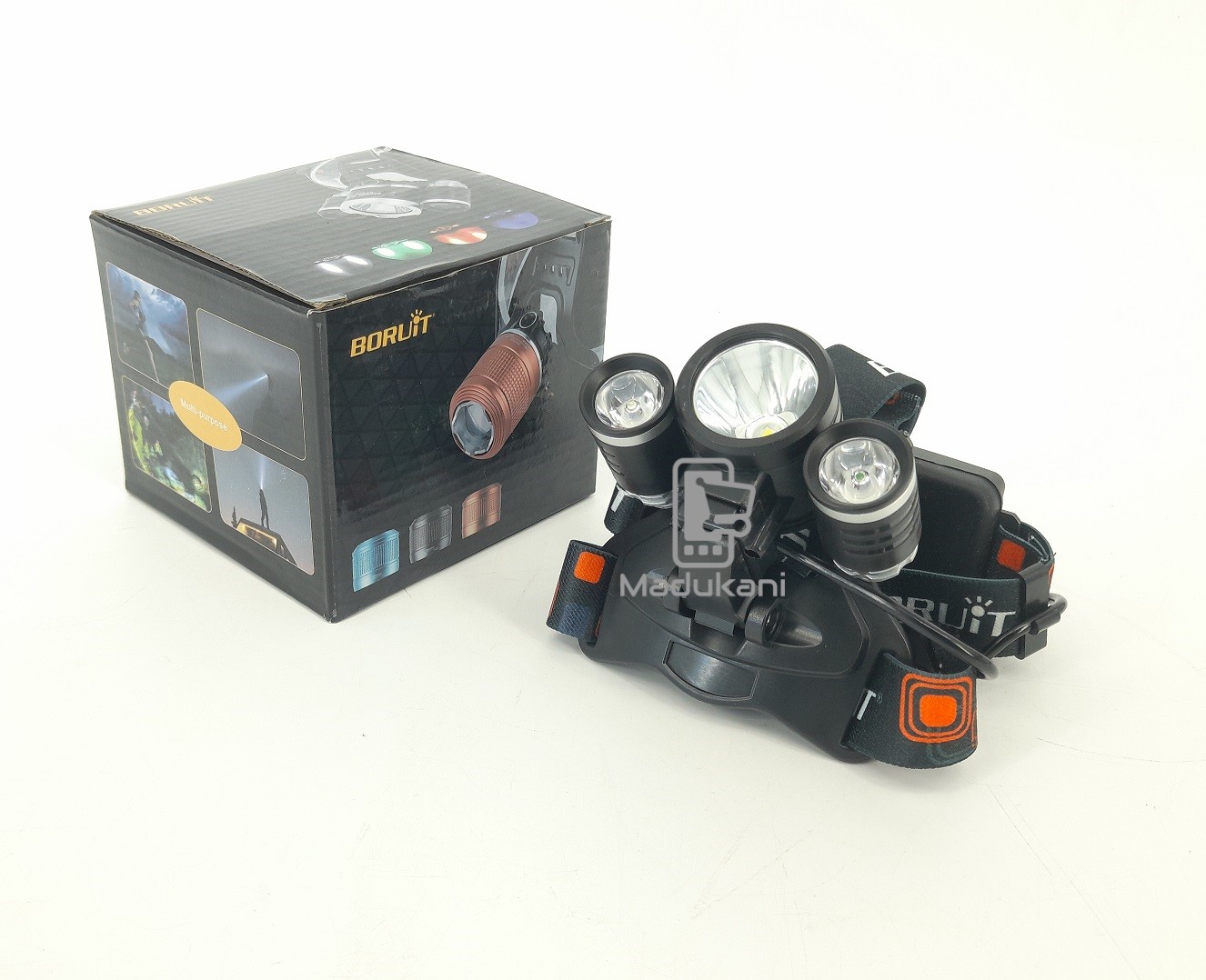 Rechargeable 3 LED Headlamp Head Torch with Bicycle Mount