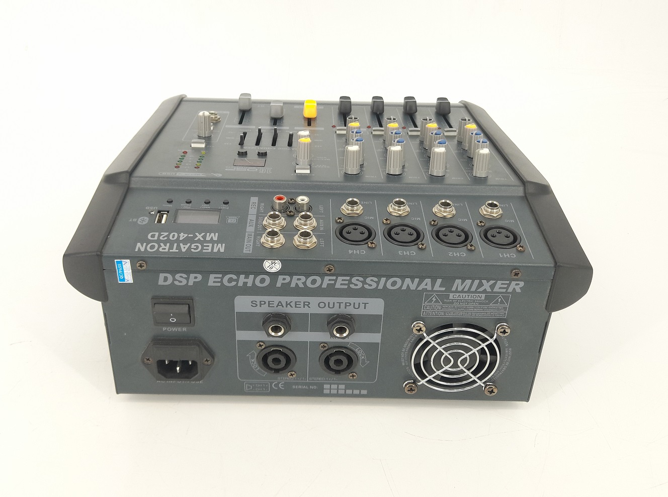 Megatron 4 Channel Powered Mixer with Bluetooth, SD, USB, Phantom Power