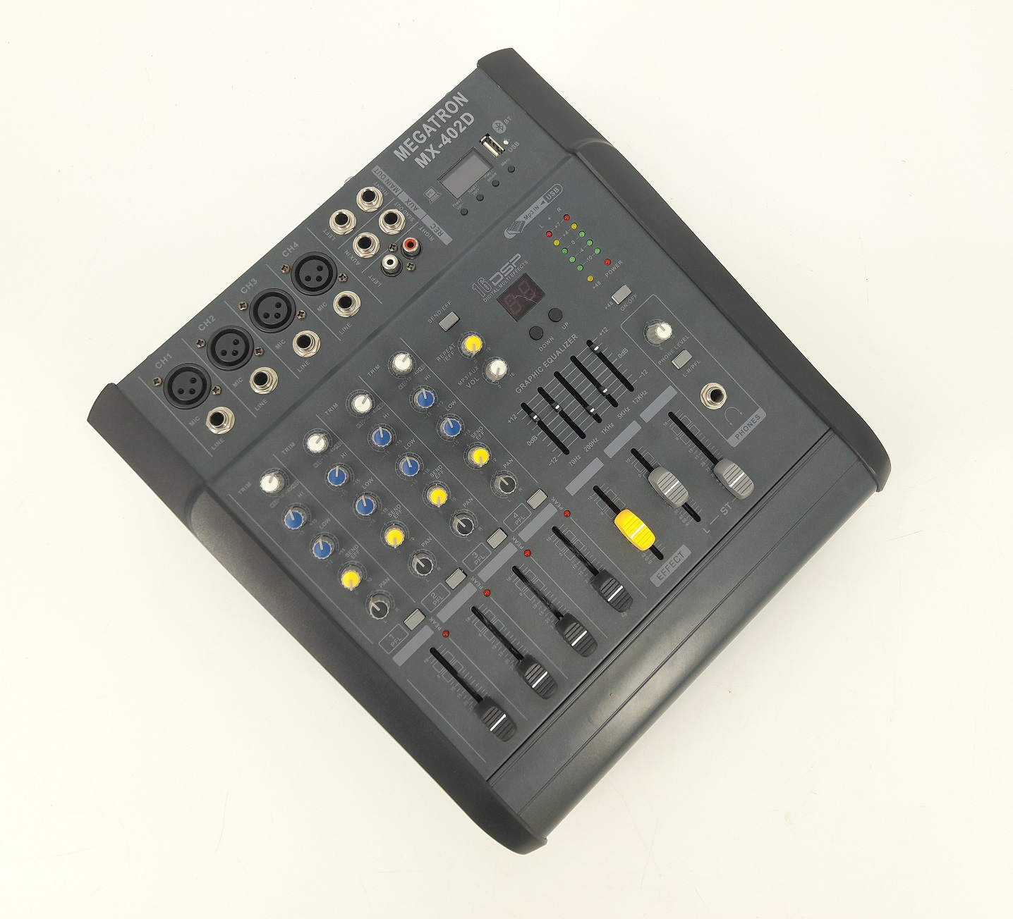 Megatron 4 Channel Powered Mixer with Bluetooth, SD, USB, Phantom Power