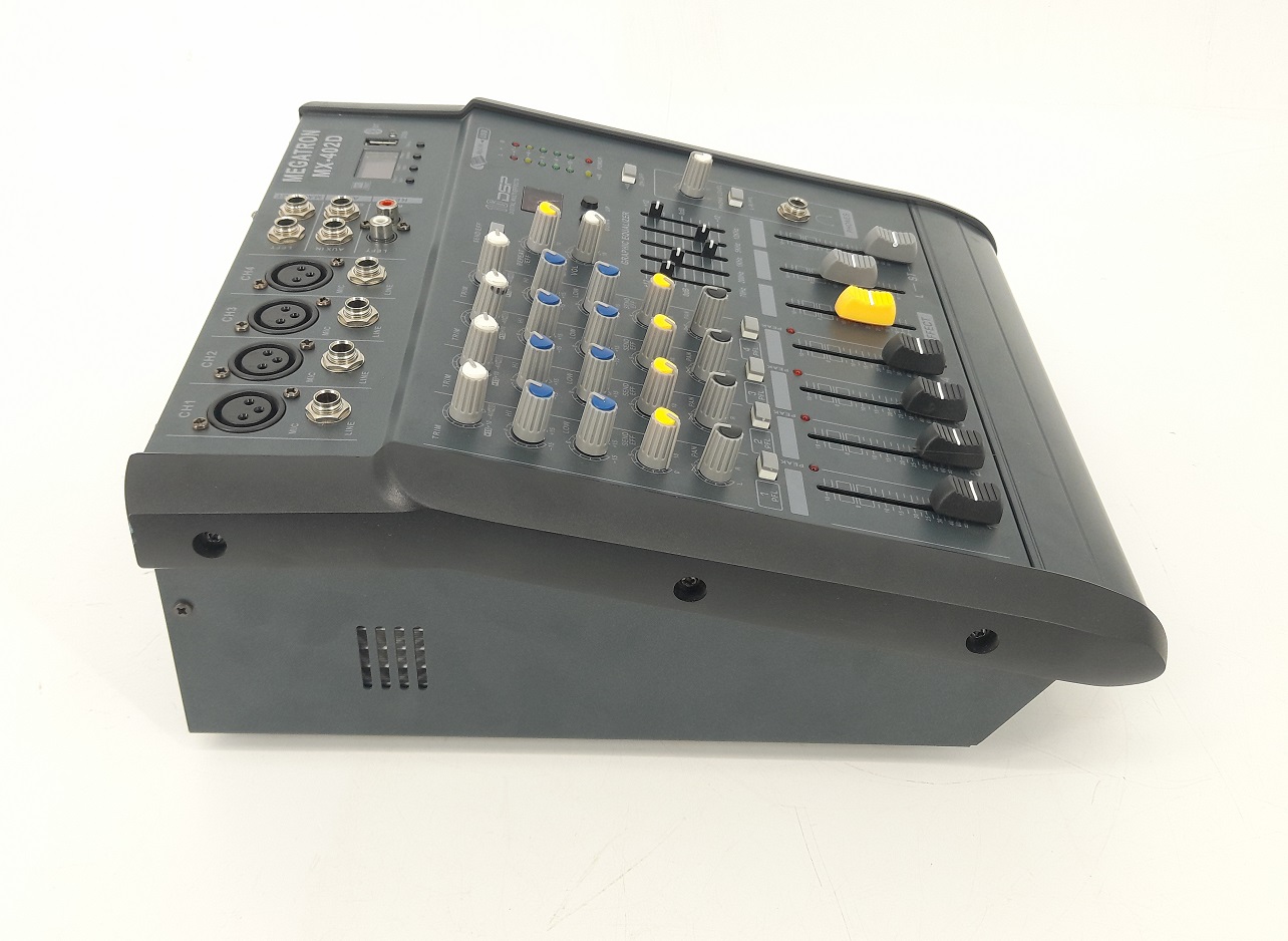 Megatron 4 Channel Powered Mixer with Bluetooth, SD, USB, Phantom Power