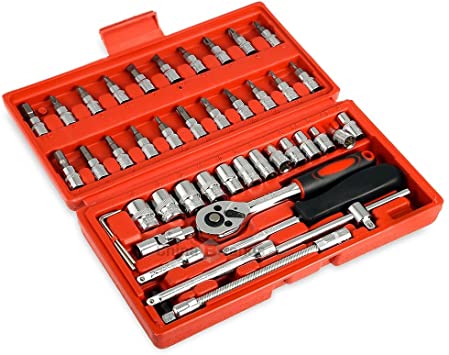 46pcs 1/4-Inch Socket Ratchet Wrench Combo Tools Kit Set