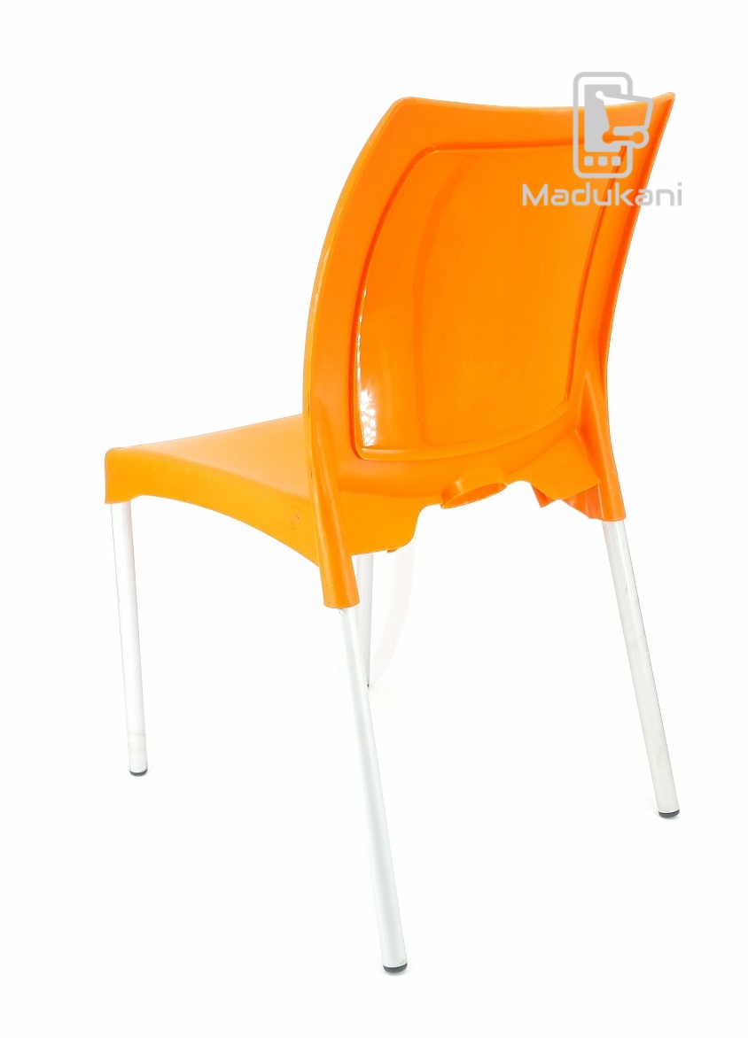 2PCS PAIR Orange Strong Armless Comfortable Plastic Chair with Metal Tubing Legs