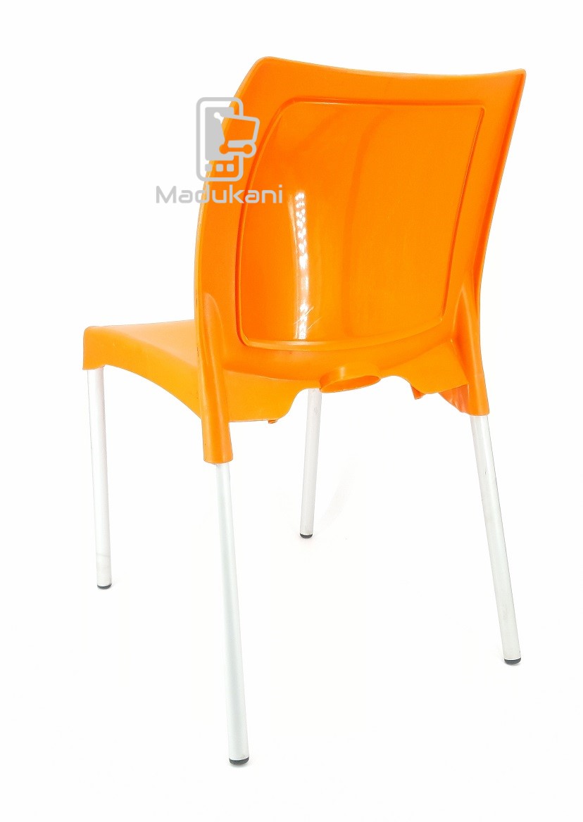 2PCS PAIR Orange Strong Armless Comfortable Plastic Chair with Metal Tubing Legs