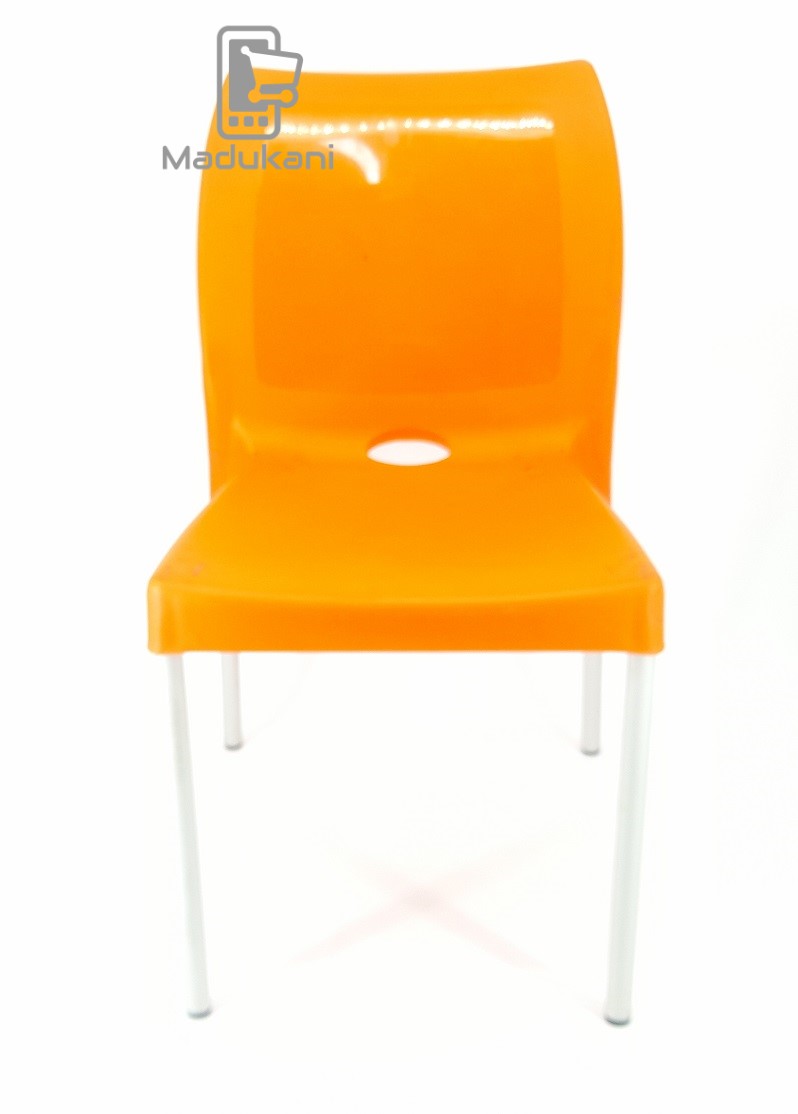 2PCS PAIR Orange Strong Armless Comfortable Plastic Chair with Metal Tubing Legs