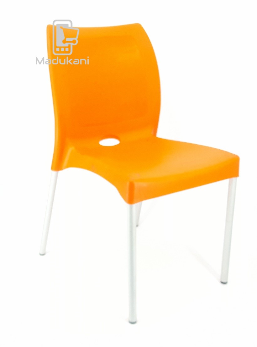 2PCS PAIR Orange Strong Armless Comfortable Plastic Chair with Metal Tubing Legs