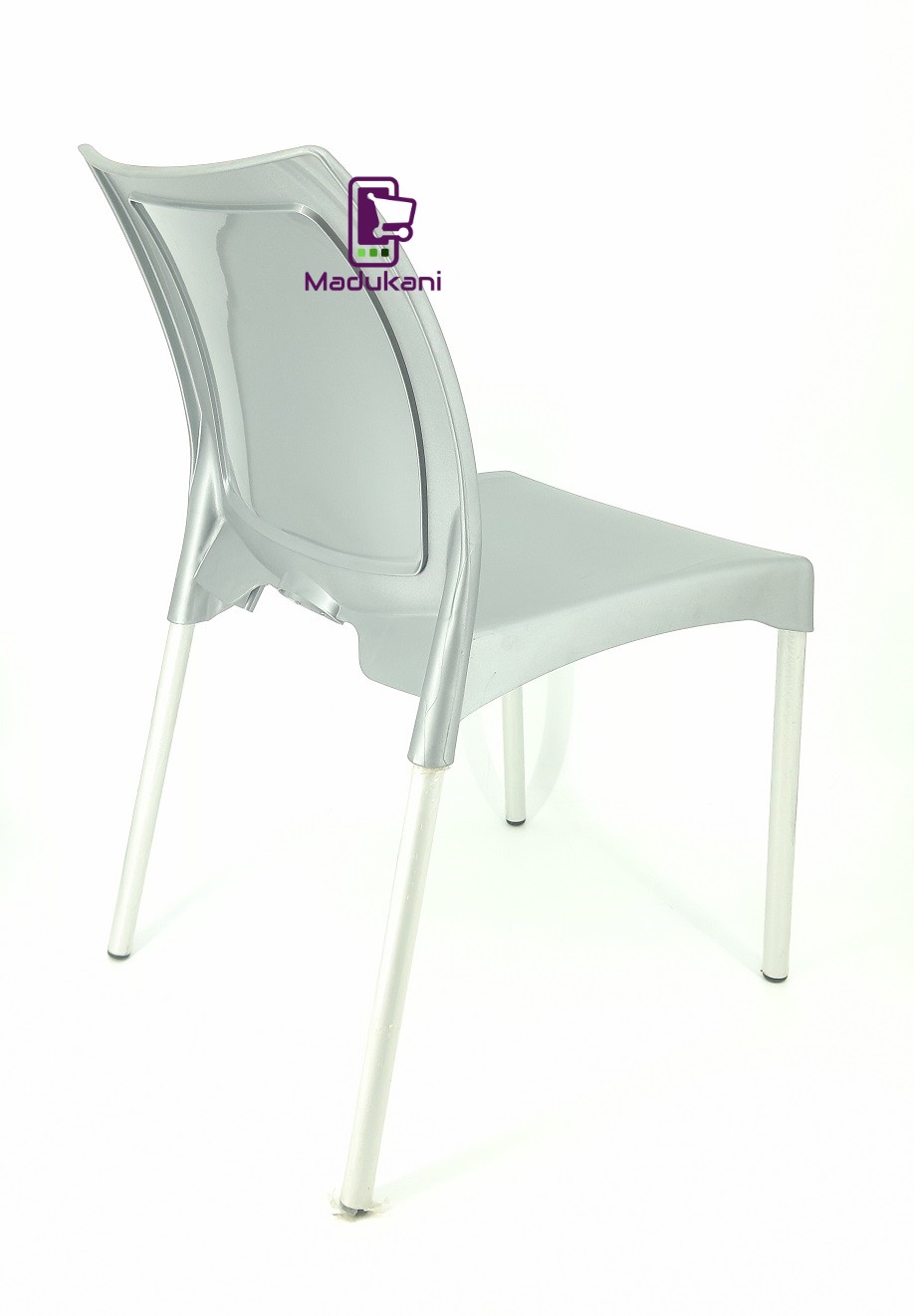 2PCS PAIR Grey Strong Armless Comfortable Plastic Chair with Metal Tubing Legs