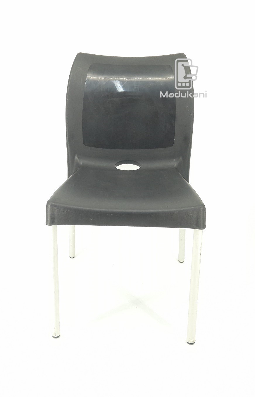 2PCS PAIR Black Strong Armless Comfortable Plastic Chair with Metal Tubing Legs