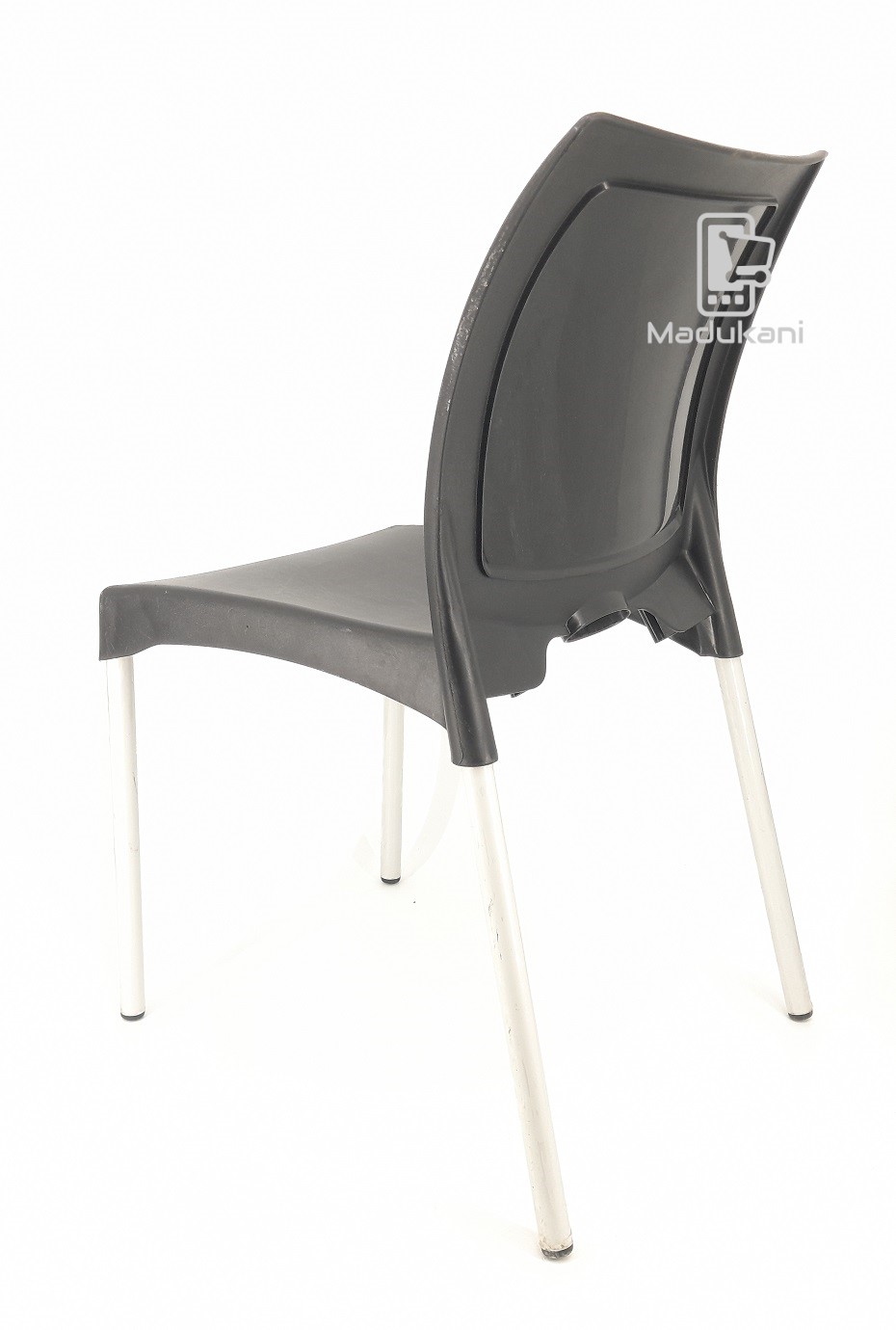 2PCS PAIR Black Strong Armless Comfortable Plastic Chair with Metal Tubing Legs