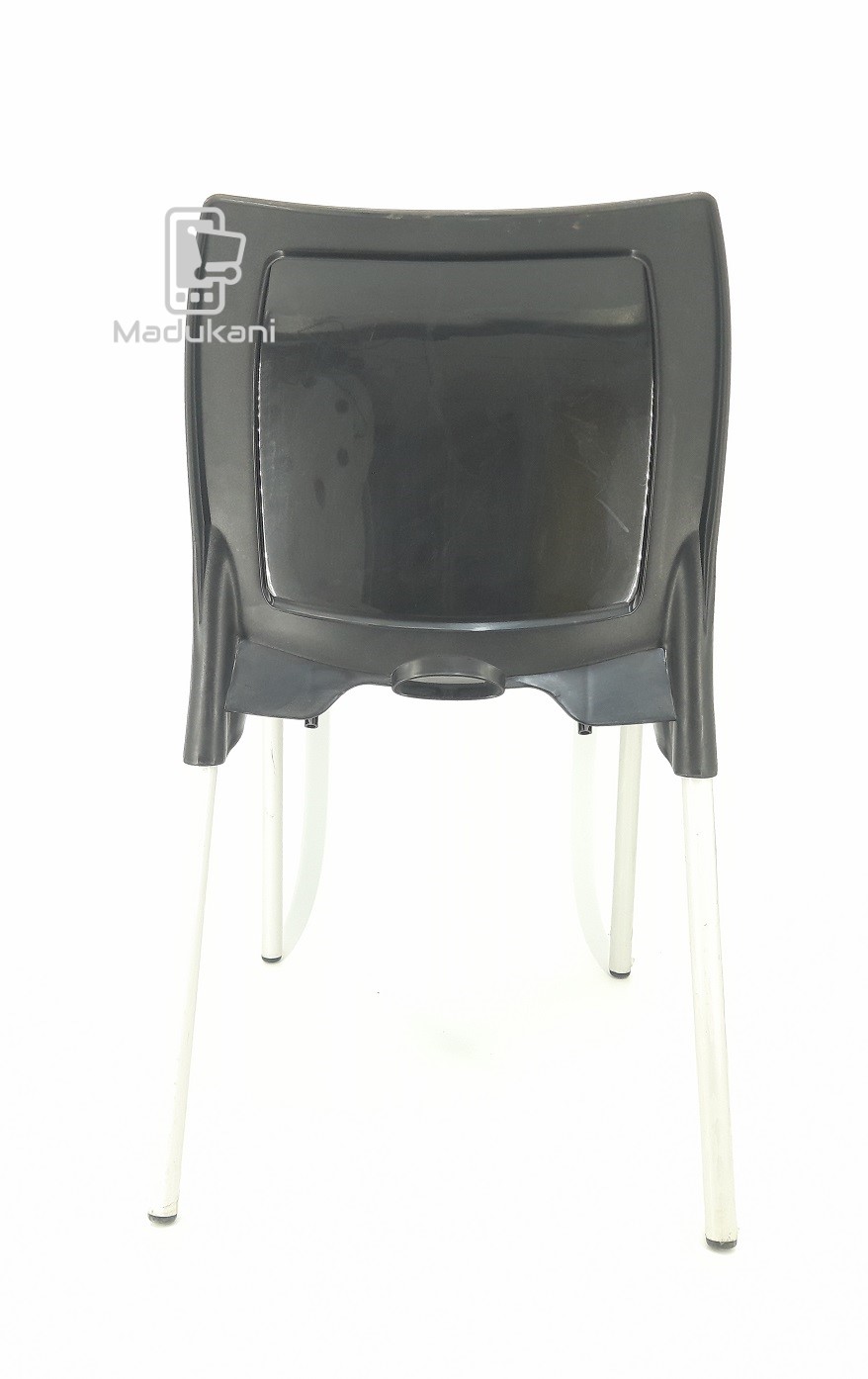 2PCS PAIR Black Strong Armless Comfortable Plastic Chair with Metal Tubing Legs