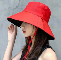 Double-faced fisherman’s hat large brim sun block hat lady’s double-faced Sun Block hat adult sun block bucket hat Red And black