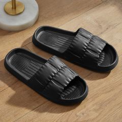 Bath at home non-slip indoor slippers bathroom soft-soled couples sandals Black 40