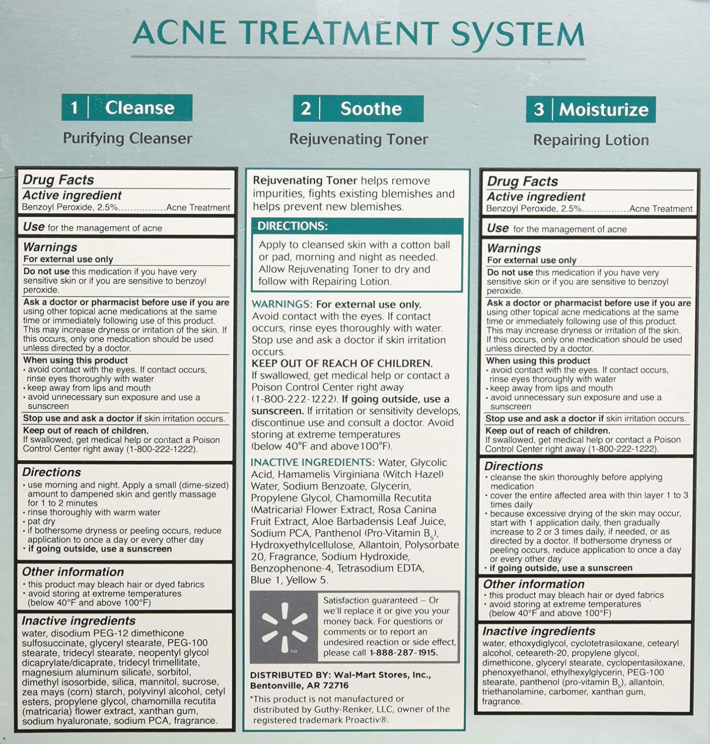 Equate 3-Step Acne Treatment System + Mask