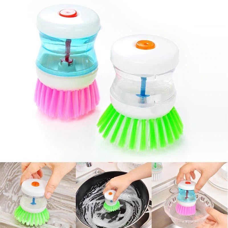 Kitchen Dish wash brush with auto detergent press