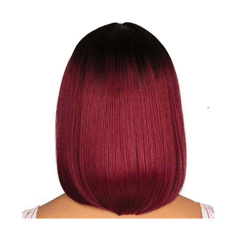 New arrival  women short straight hair black gradient wine red Bob wigs for ladies gift