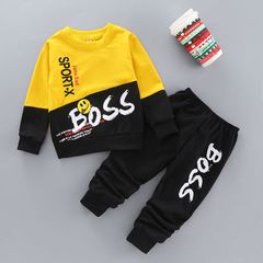 3-8 Years Old Children's Wear Boy Suit Spring And Autumn Sweatshirt Sports Two Sets Handsome Style Yellow 100cm