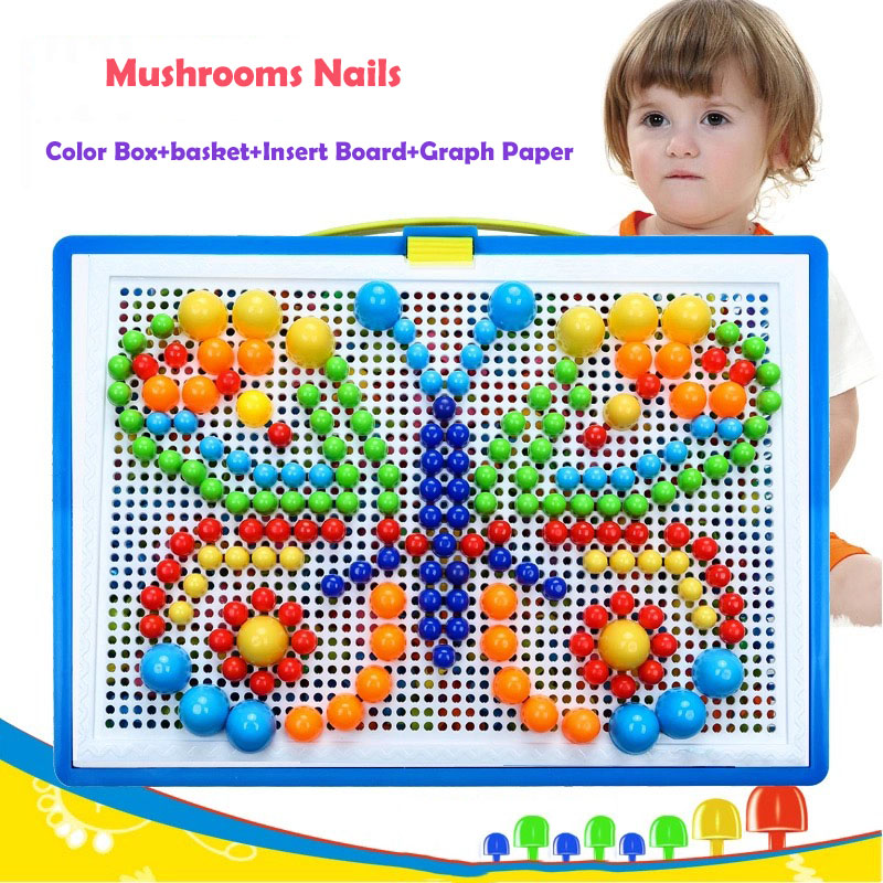 296 PCS Early Education Mushroom Nail Puzzle Toy Children's Building Blocks Birthday Presents Mushrooms nails