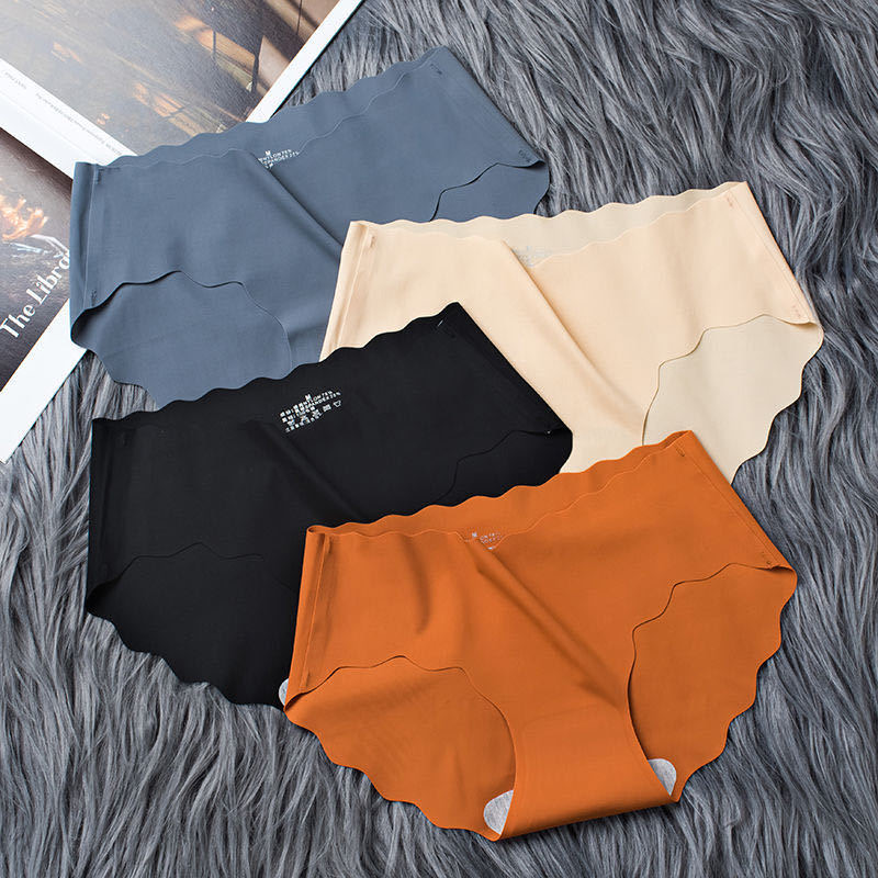 4 Pairs Underwear Non-trace Cotton Midwaist briefs Women Anti-bacterial Breathable Comfortable