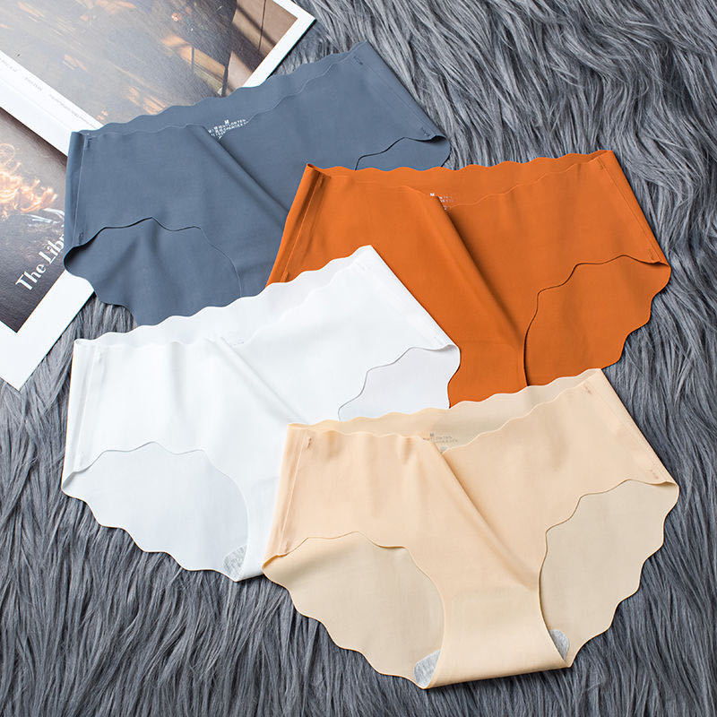4 Pairs Underwear Non-trace Cotton Midwaist briefs Women Anti-bacterial Breathable Comfortable