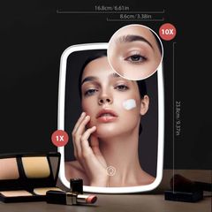 Led Lamp USB Plug-in Three-color Adjustment Portable Folding Makeup Mirror Table Type Make-up mirror beauty mirror White as picture