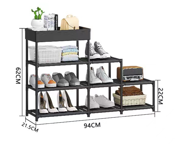 Large capacity 4-layer  Trapezoidal Assembly Multifunctional Storage Shoe Rack Household Storage Rack