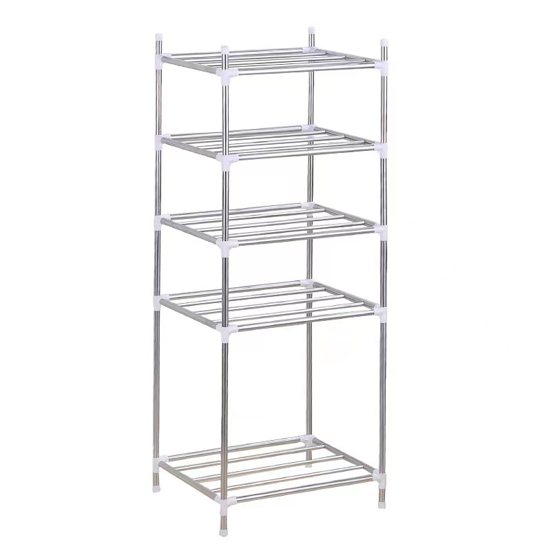 5-layer Raised Assembly Stainless Steel Kitchen Shelving Floor-to-ceiling Pot Holder Bathroom Wash Basin Storage and Organizing Rack