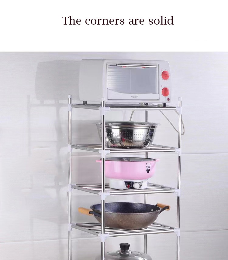 5-layer Raised Assembly Stainless Steel Kitchen Shelving Floor-to-ceiling Pot Holder Bathroom Wash Basin Storage and Organizing Rack