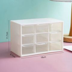 New Arrival 9 Grids Small and Simple Assembly Drawer Type Storage Box Stationery Jewelry Cosmetics Storage White as picture