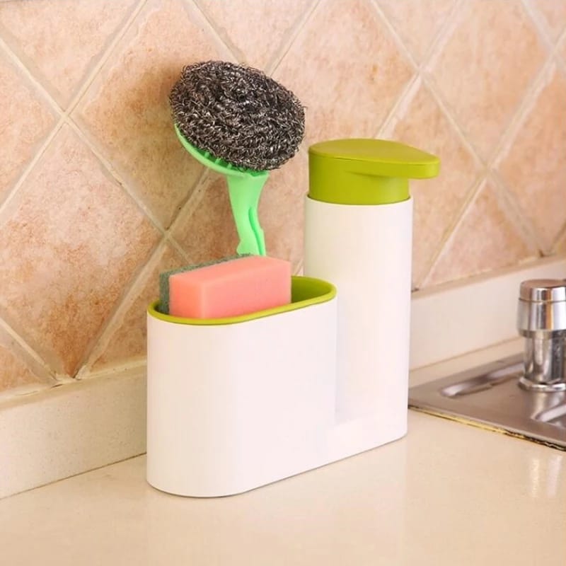 Classy heavy Plastic 3-in-1 Sink tidy With pump soap bottle For Kitchen &amp; Dining room