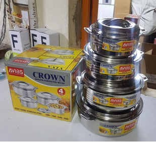 Set Of 4 Heavy Stainless Steel Hotpots
