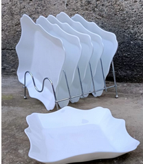 6 Pieces Heavy Ceramic Plates With Bump Sides